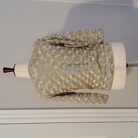 Vintage Cashmere and Sequin Scalloped Cropped Cardigan or Jacket - Picture 2 of 8